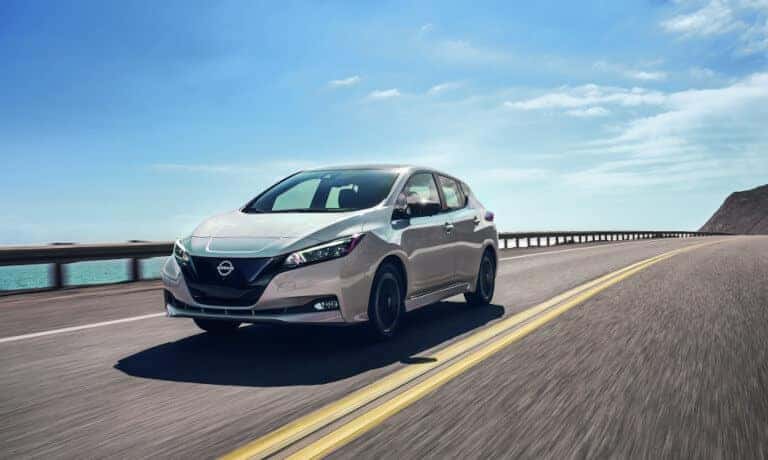 2024 Nissan LEAF Exterior Driving Fast Seaside