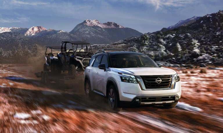 2024 Nissan Pathfinder Exterior Towing ATVs Through Mountains