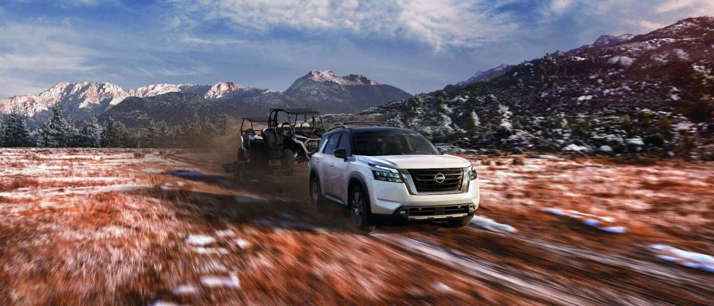 2025 Nissan Pathfinder Exterior Towing ATVs Through Mountains