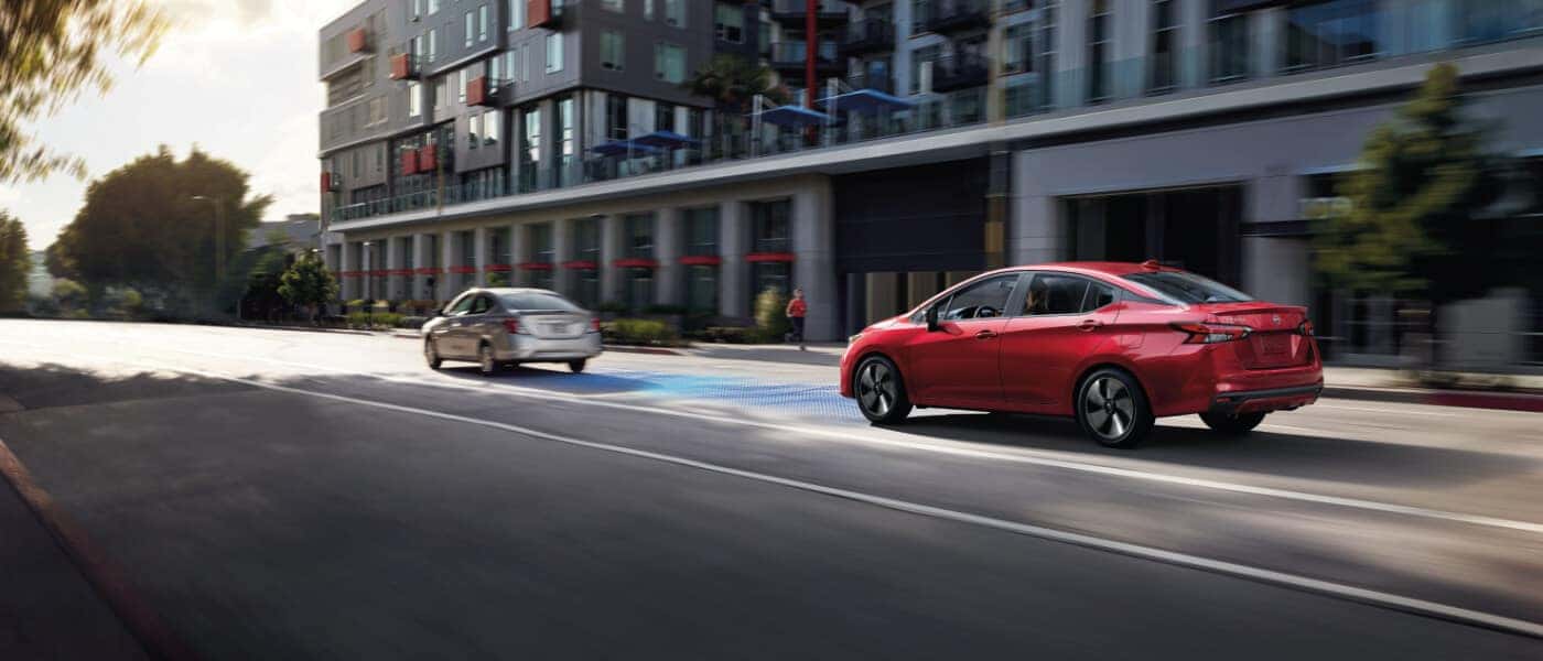 2025 Nissan Versa Exterior Driving Downtown