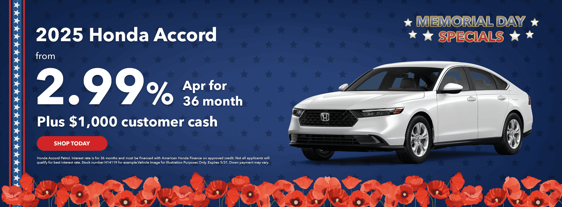 2025 Honda Accord from 2.99 % Apr for 36 month plus $1000 customer cash