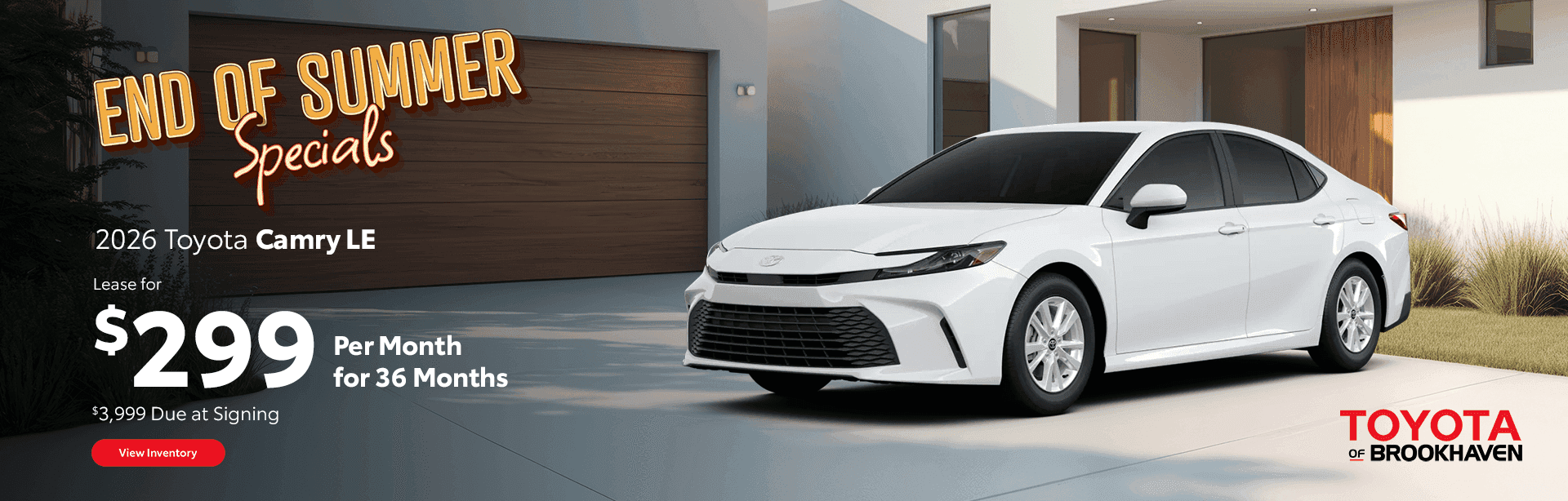 2026 Toyota Camry LE Lease for $299/mo for 36 Months $3,999 Due at Signing