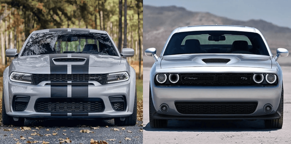 Dodge Challenger and Charger side by side