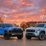 2026 Chevrolet Colorado beside a 2026 Toyota Tacoma in Sheridan