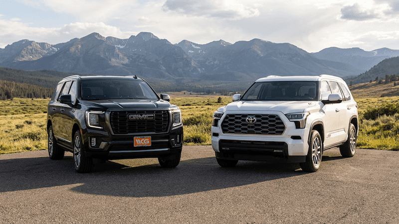 2026 GMC Yukon and Toyota Sequoia luxury SUVs in Colorado full-size comparison lineup