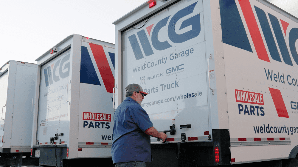 WCG parts truck on daily delivery route across Weld and Larimer counties