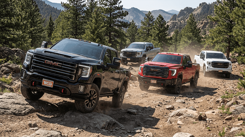 Sierra 1500 and 2500 AT4 and AT4X on the trail in Colorado