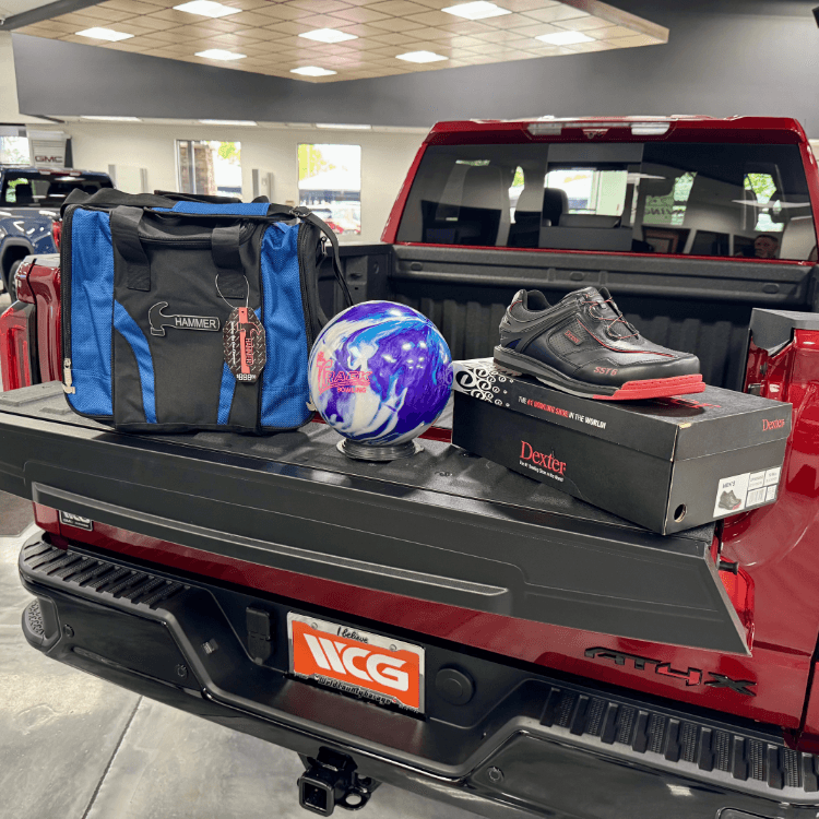 Weld County Garage Bowler&rsquo;s Bundle raffle &mdash; custom bowling ball, pro-quality bowling shoes, and WCG swag pack