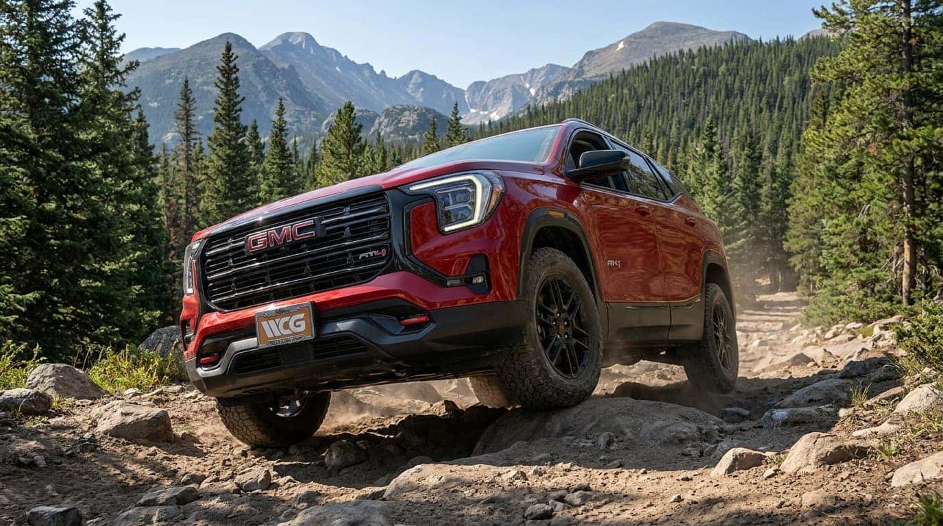 2026 GMC Terrain AT4 on Colorado forest service road with off-road capabilities