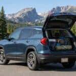 2026 GMC Terrain cargo capability with open liftgate showing spacious cargo area