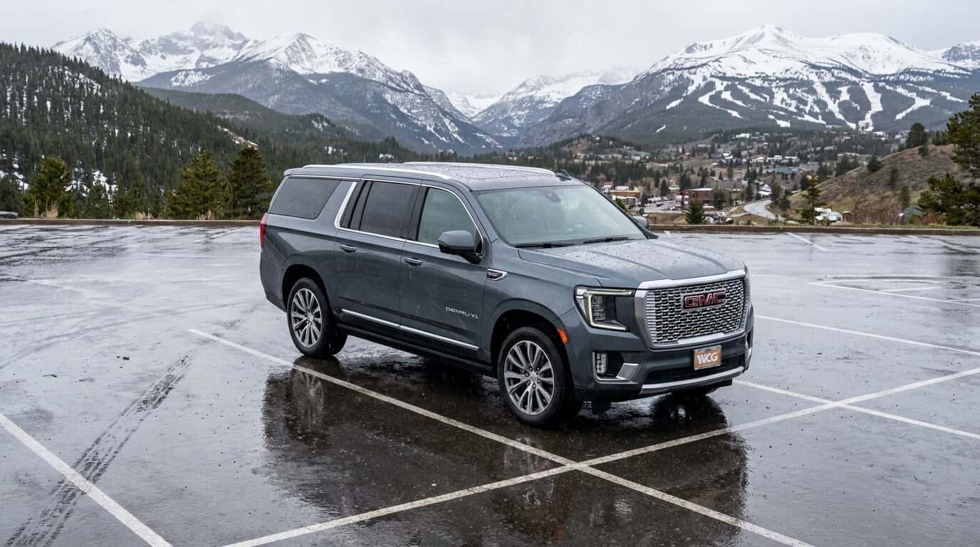 2026 GMC Yukon XL HD Surround Vision parking in wet Colorado conditions
