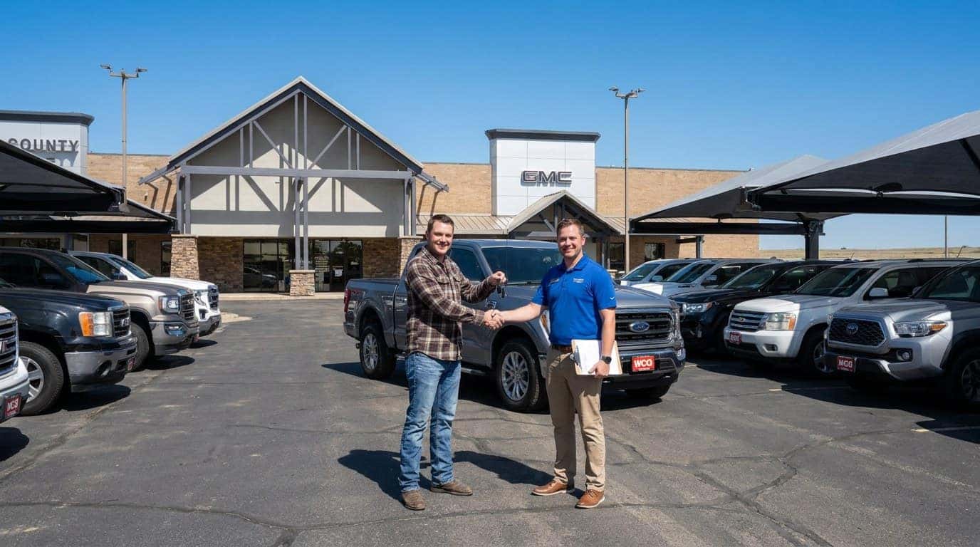 Customer trading in a truck at Weld County Garage in Greeley, Northern Colorado
