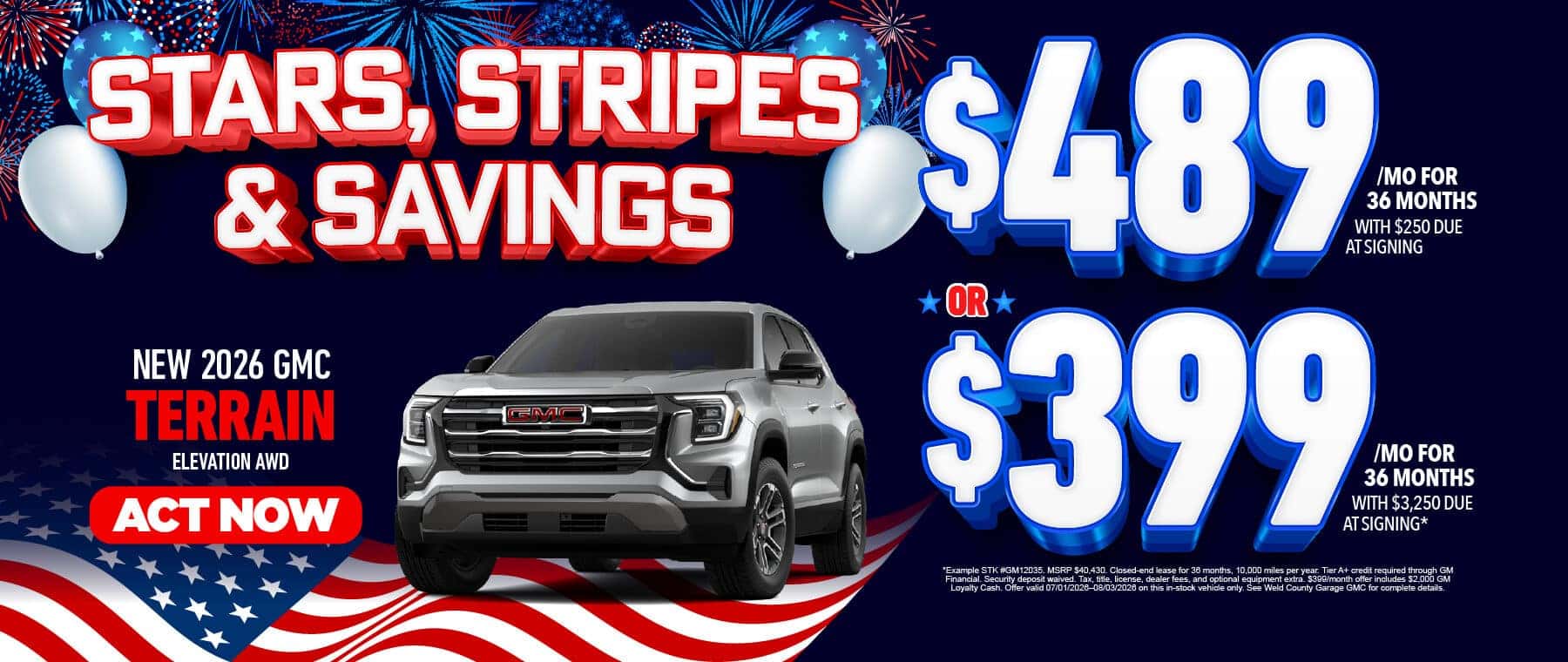 NEW 2026 GMC TERRAIN ELEVATION AWD "$489/MO FOR 36 MONTHS WITH $250 DUE AT SIGNING OR $399/MO FOR 36 MONTHS WITH $3,250 DUE AT SIGNING*"