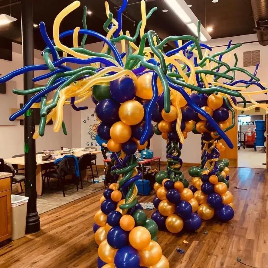 Colorful balloon display by Balloon Art by Merrymakers at the Weld County Garage GMC Monster Day booth