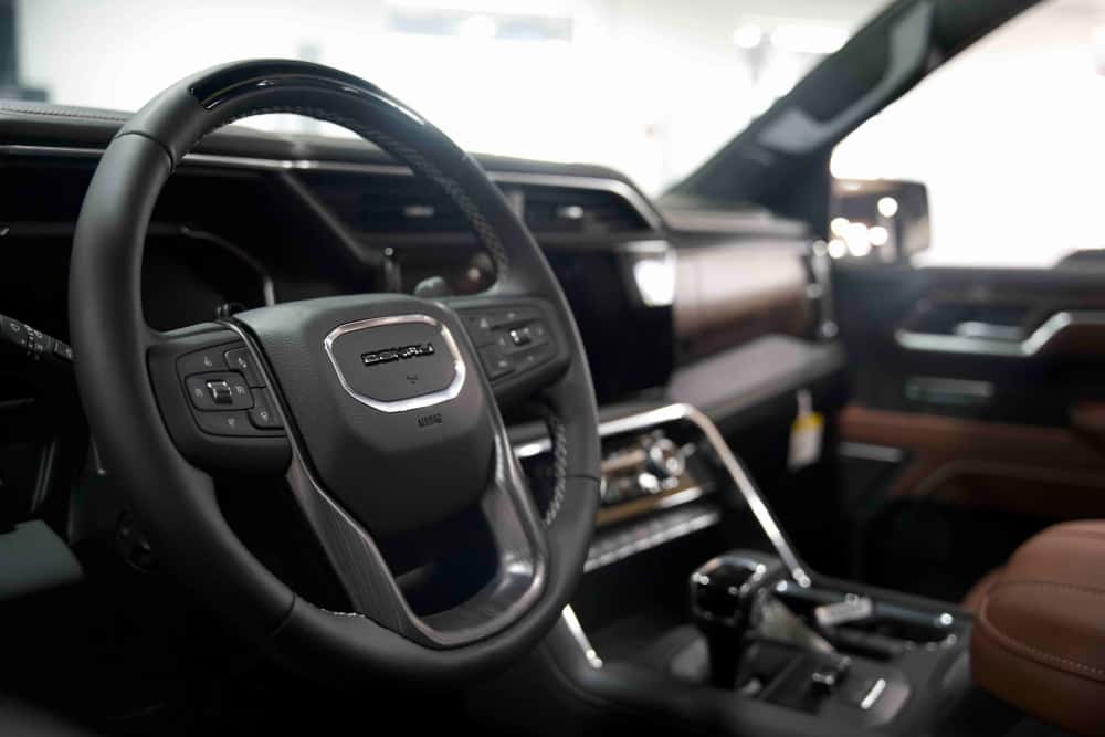 Denali Ultimate steering wheel and dashboard in the 2026 GMC Sierra 1500