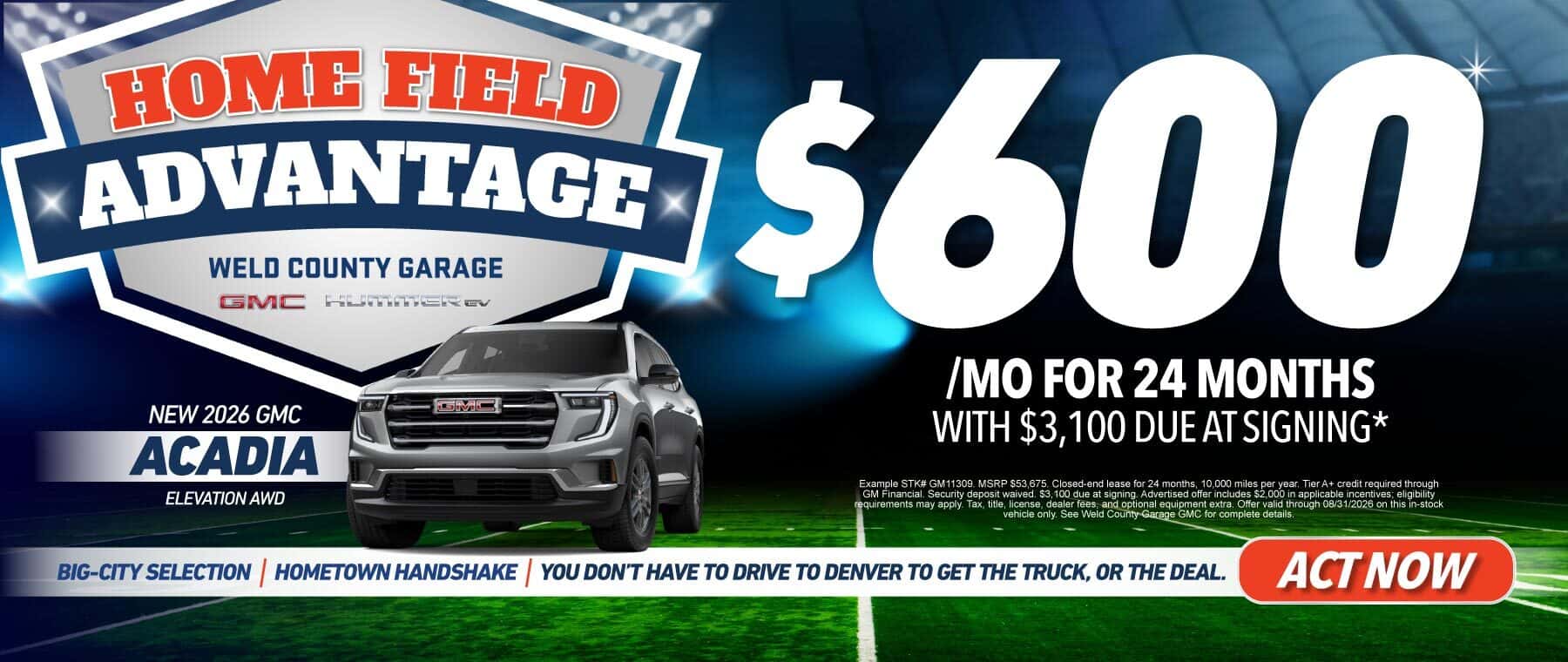 NEW 2026 GMC ACADIA ELEVATION AWD "$600/MO FOR 24 MONTHS WITH $3,100 DUE AT SIGNING*"