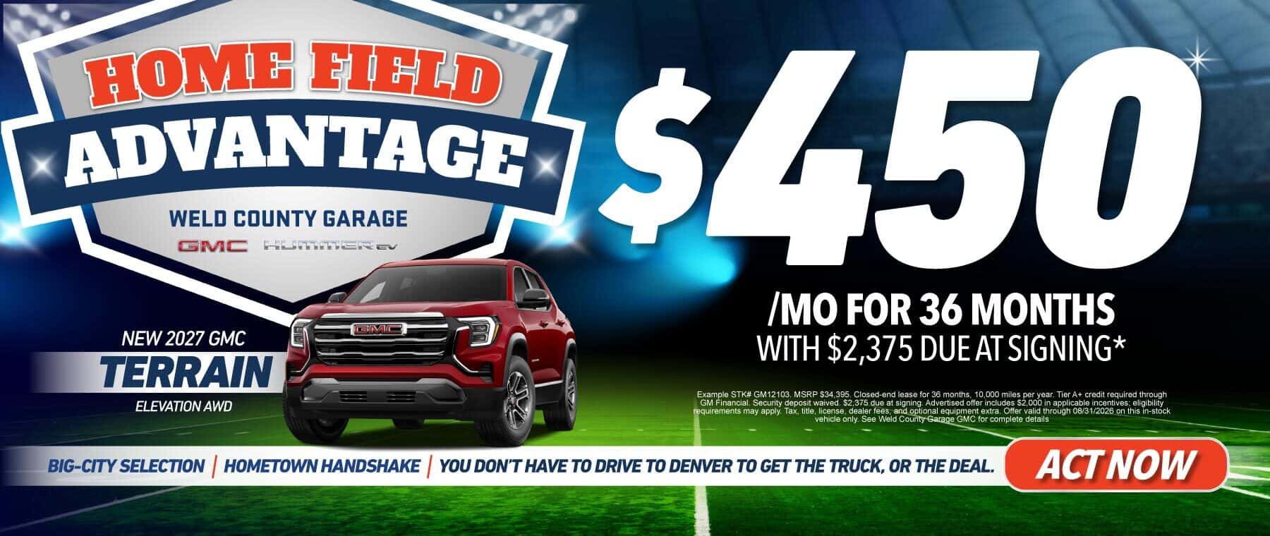 NEW 2027 GMC TERRAIN ELEVATION AWD "$450/MO FOR 36 MONTHS WITH $2,375 DUE AT SIGNING*"