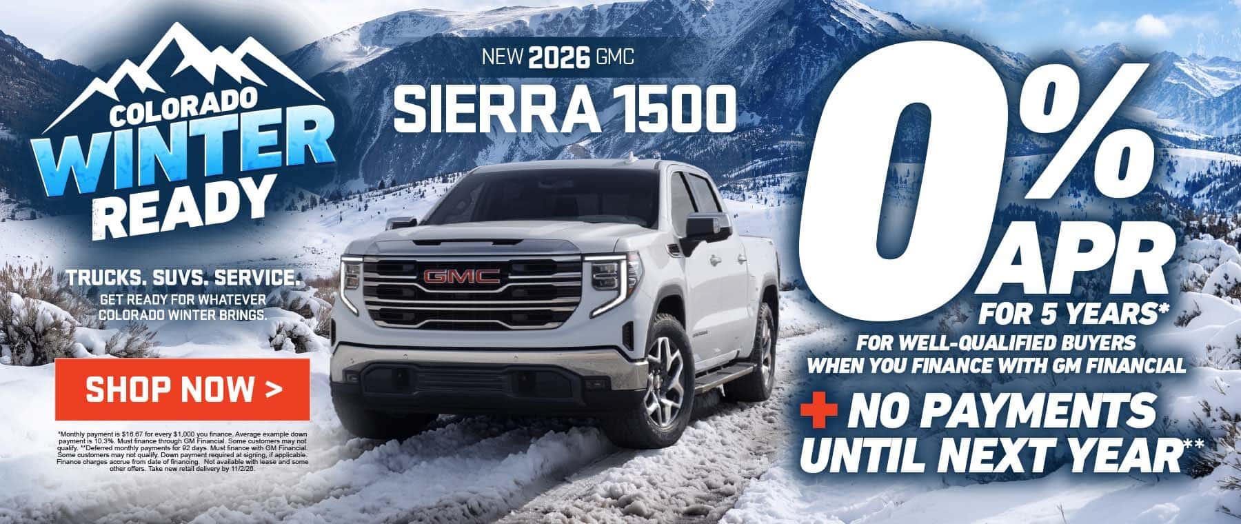 New 2026 GMC Sierra 1500 0% APR for 5 Years* 