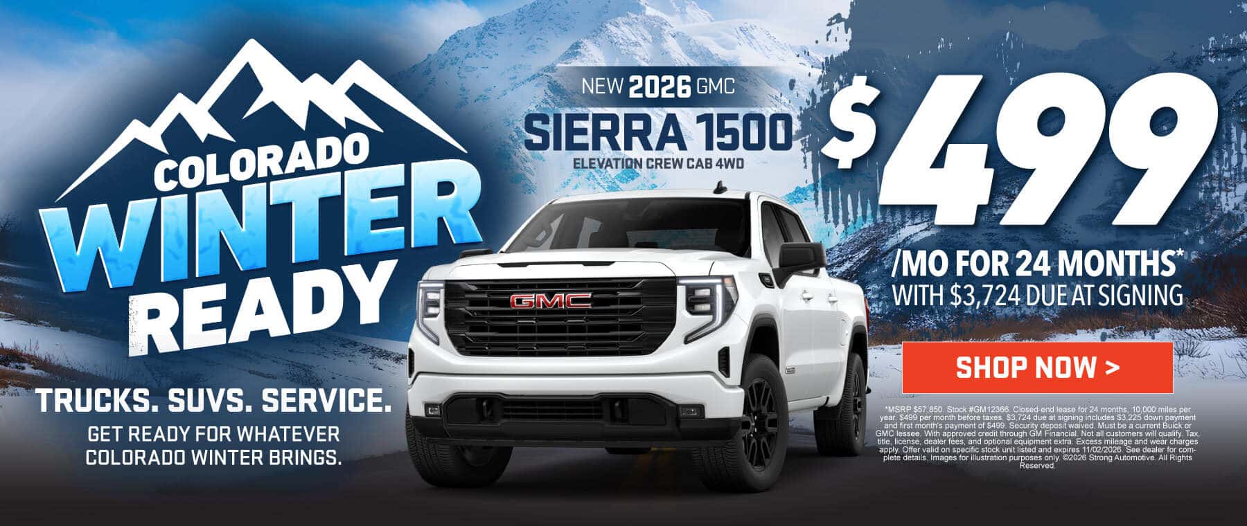 NEW 2026 GMC SIERRA 1500 ELEVATION CREW CAB 4WD "$499/MO FOR 24 MONTHS* WITH $3,724 DUE AT SIGNING"