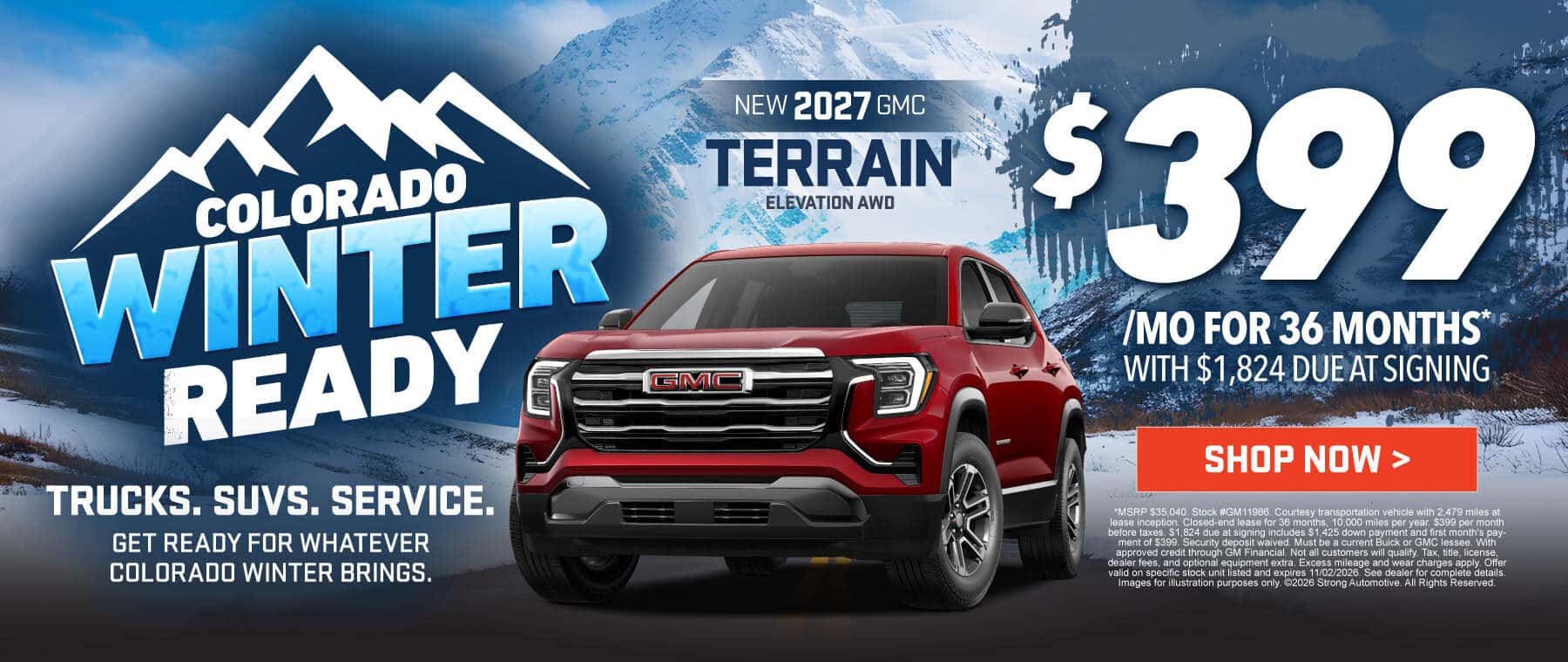 NEW 2027 GMC TERRAIN ELEVATION AWD "$399/MO FOR 36 MONTHS* WITH $1,824 DUE AT SIGNING"